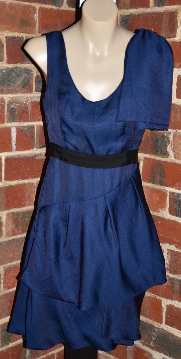 wayne cooper cocktail dresses WAYNE by WAYNE COOPER Blue Satin Dress - Size 6 - EUC