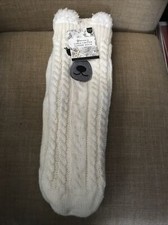 Woman's Lurex Critter Slipper Non Slip Socks S/M 6-7.5 Ultimate Warmth NWT Ivory