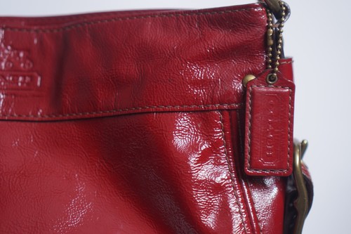 COACH 2008 Zoe Cherry Red Patent Leather Hobo Shoulder Bag - 12735 - Picture 7 of 23