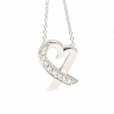 Tiffany K18WG Diamond Loving Heart Necklace Very Good