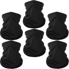 6 Pack Neck Gaiter Balaclava Bandana Gator Face Mask Scart Cover Black