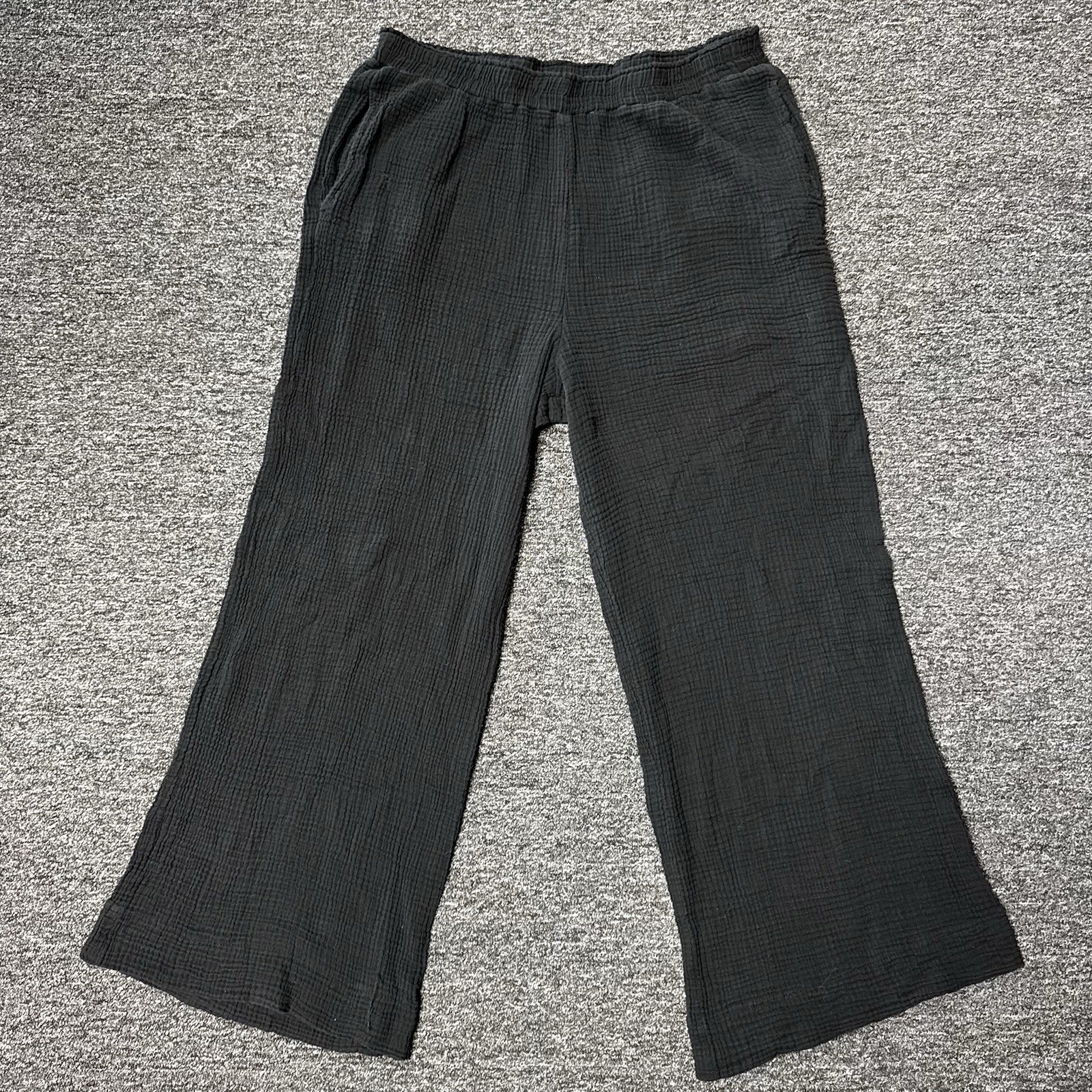 Women’s Shade & Shore Black Cotton Wide Leg Flare Casual Lounge Pants - Size L