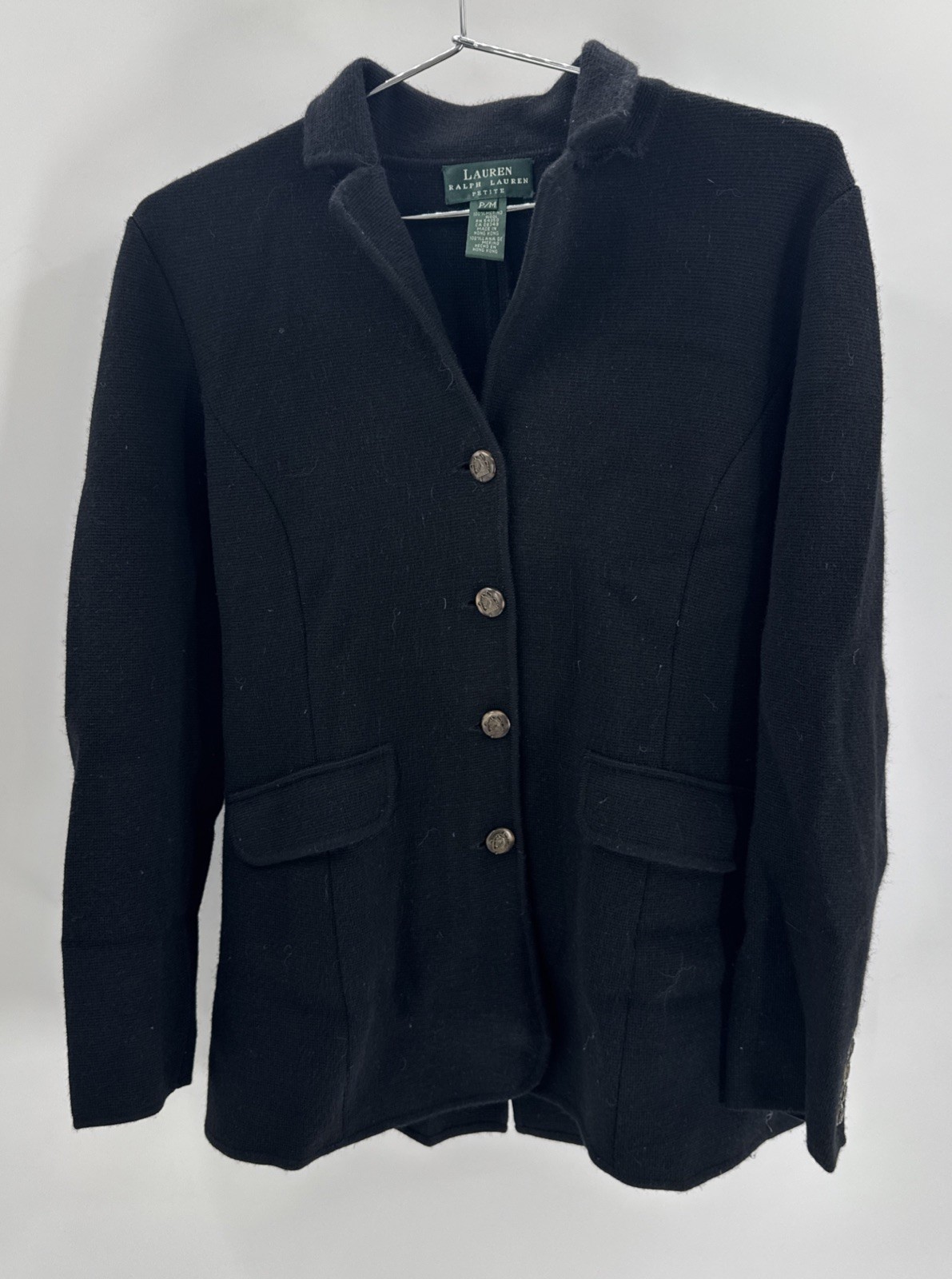 Vintage Lauren Ralph Lauren Womens Size Petite P/M Merino Wool Cardigan Sweater