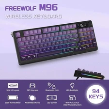 FREEWOLF M96 Wireless Gaming Keyboard – Creamy RGB