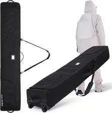 Heavy-Duty Padded Ski Bag for Double Skis - Water Resistant with Wheels