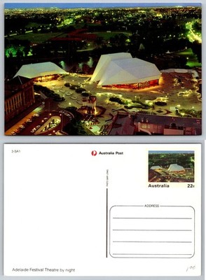 Adelaide Festival Theatre Australia Post Postcard 1980s Night View