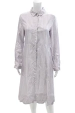Maje Womens Striped Button Down Shirt Dress Multi Colored Size 2