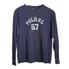 Polo Ralph Lauren Navy Blue Long Sleeve 67 Graphic T-Shirt Boys Large 14-16