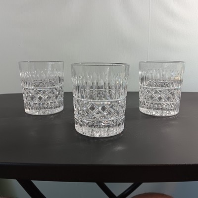 Set Of 3 Crystal Clear Ind. ''Versailles'' Criss Cross/Vertical Whiskey Glasses