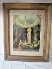 Apparizione di Maria della Madonna di LourdeS con cornice in legno 35 x 49 cm
