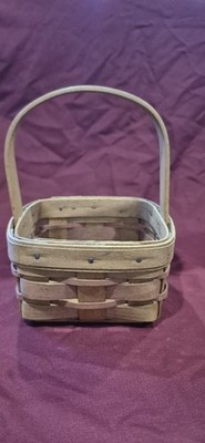 Vintage Longaberger Preowned 1991 Small Square Single Handle Basket 4x4x2.5 EUC
