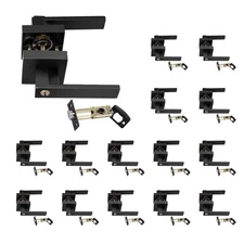 15PCS Matte Black Door Lever Heavy Duty Door Knob Reversible Square (Passage)