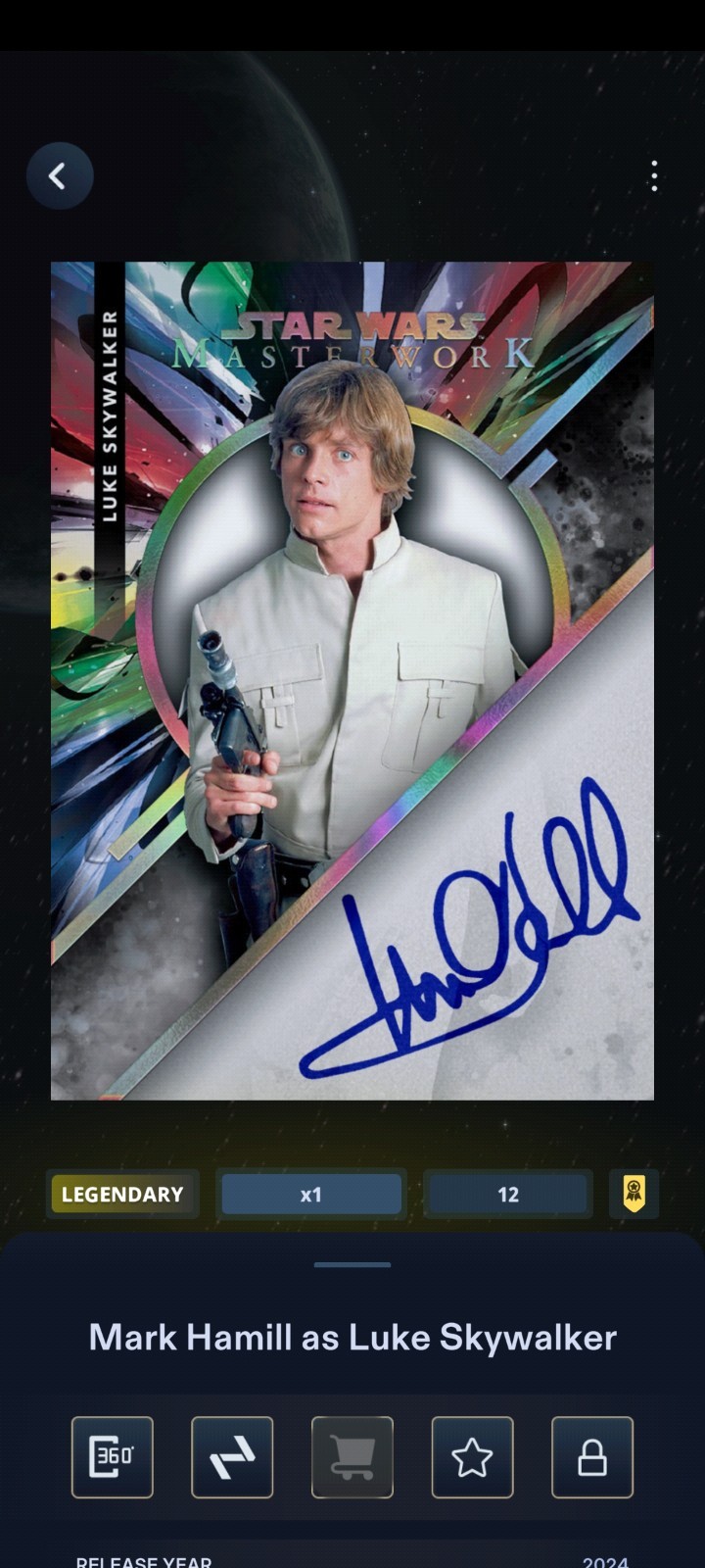Topps Star Wars Card Trader LEGENDARY 12CC REWARD Luke Skywalker Auto Hamill