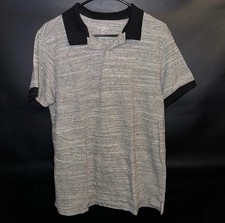Goodfellow  Co Men's Grey Black Short Sleeve Polo Shirt Size:Large