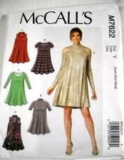 McCall 7622 Dress with Neck and Sleeve Variations Misses XS-M Sewing Pattern