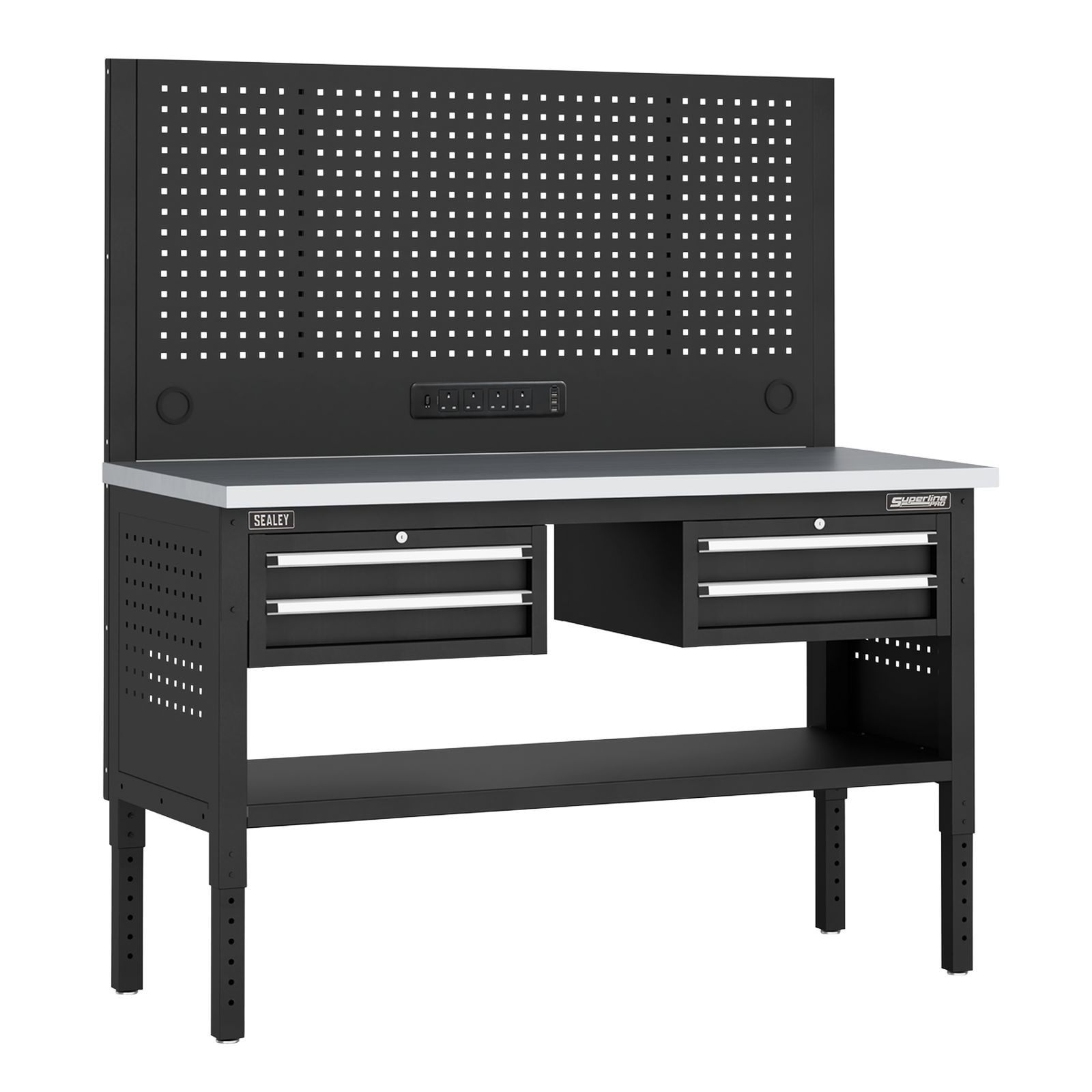Superline PRO® Modular Workbench 4 Drawers Steel Worktop - APMWB60COMBO3SS