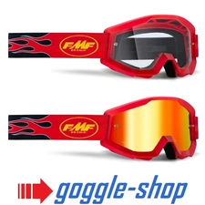 100% FMF Powercore Motocross MX Goggles - FLAME RED CLEAR / MIRROR LENS
