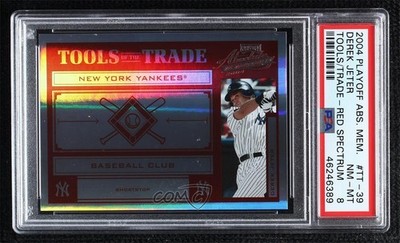 2004 Playoff Absolute Memorabilia Spectrum Red 2/100 Derek Jeter PSA 8 HOF 04b0