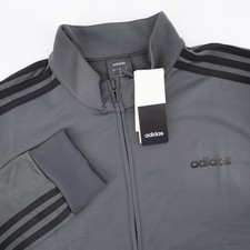 NEW Adidas Essentials 3-Stripes Tricot Track Top Jacket Grey Mens Large Full Zip