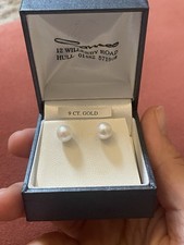 Lovely Vintage 9ct Pearl Earrings Gold Stud Jewellery