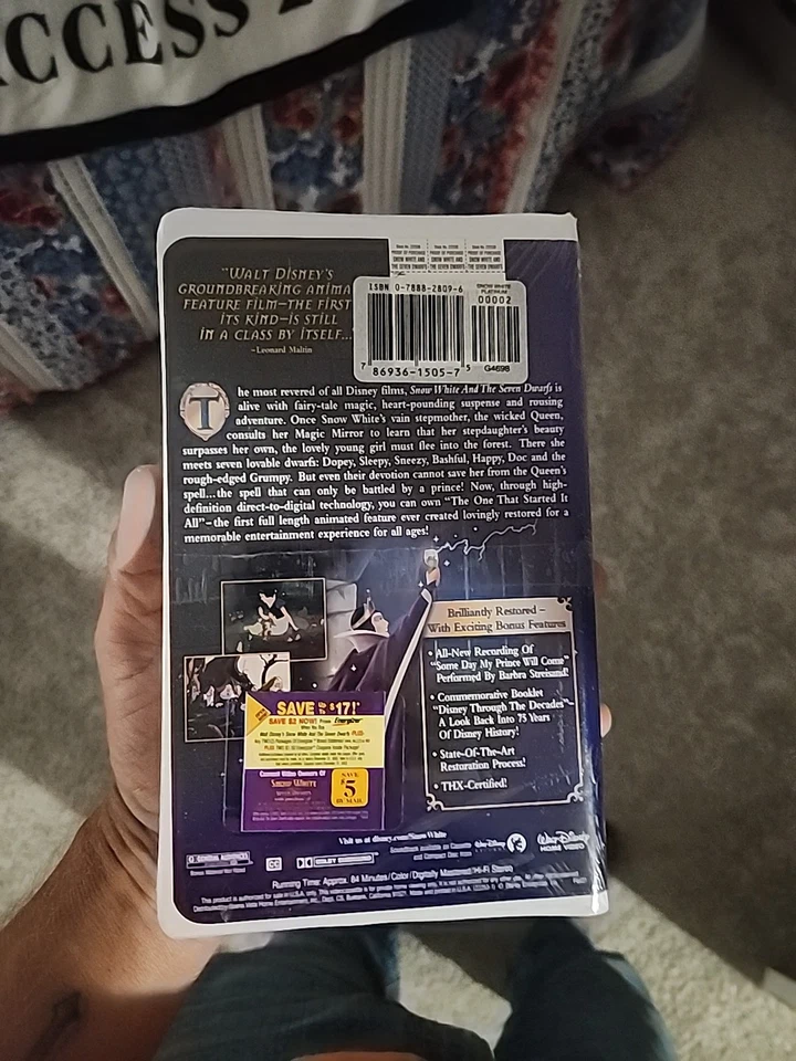 Vintage Vhs Snow White and the Seven Dwarfs Disney Platinum Edition New Sealed - Image 2 of 2