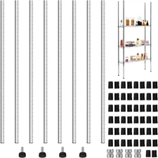 Set of 4 Wire Shelving Poles Including 8 Pcs 36'' Poles and 50 Pcs Shelf Clips, 