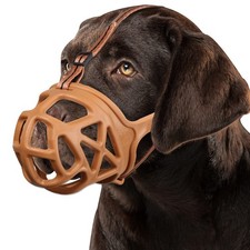 BARKLESS Dog Muzzle, Basket Muzzle for Biting, Chewing and Medium, Brown