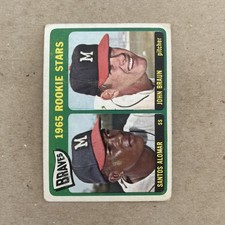 1965 Topps Rookie Stars Santos Alomar & John Braun Milwaukee Braves Card #82. rookie card picture