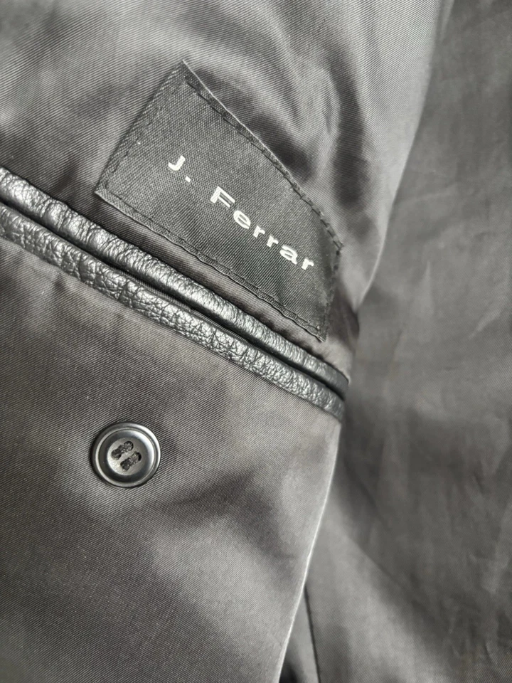 Chaqueta Blazer J. Ferrari Talla XL Negra Cuero Genuino Botón Único Foto 2 de 4