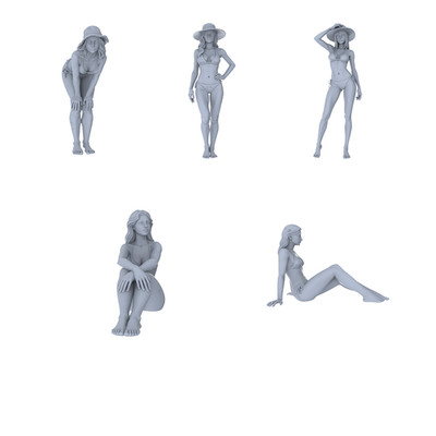 MRY-SFW LYTR 715 Modern Beach Swimsuit Female 5 pcs  1/87 HO Scale