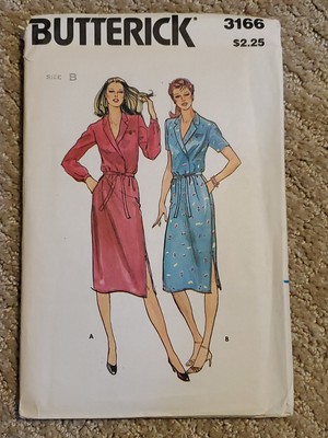 Butterick 3166 Sew Pattern Dress & Belt Slim Mock Wrap Sz 10-14 Shirt Style FF 