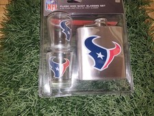 NFL Houston Texans 6oz Flask & 2oz Glass Shot Set, Stainless Steel Flask