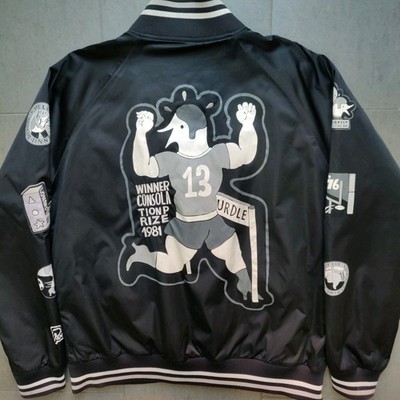 2009 Nike x Parra Black Nylon Quilted Lining Varsity Bomber Jacket