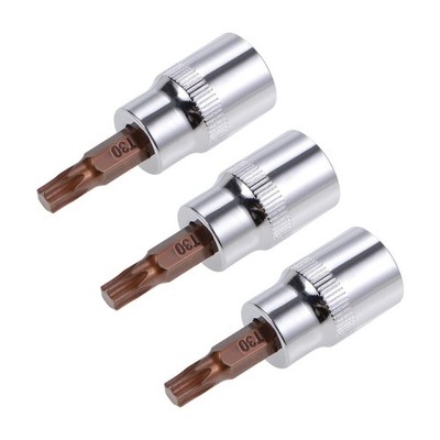 uxcell 3pcs 3/8'' Drive x T30 Torx Bit Socket, S2 Steel Bits CR-V 