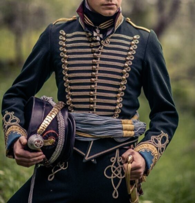 New Navy Blue Victorian Hussar Peace And War/Antique Braid Wool