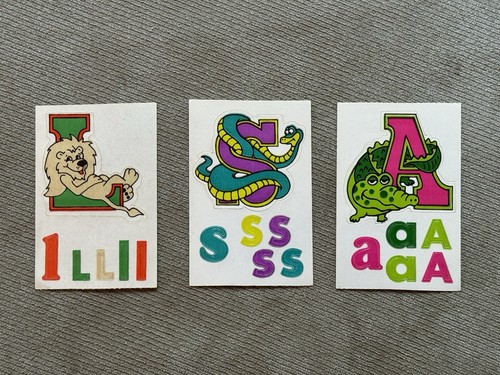 3 Vintage Stickers Russ Alpha Zoozees L Lion, A Alligator, & S Snake ...