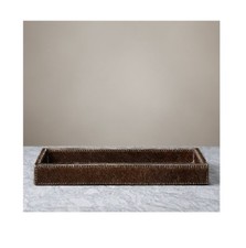 AUTHENTIC  Restoration Hardware Brazilian Hide Brown Small Tray BEAUTIFUL 