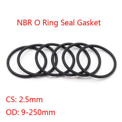 NBR O Ring Seal Gasket CS 2.5mm OD 9-250mm Nitrile Rubber Spacer Oil Resistance