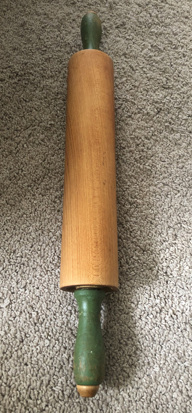 Vintage Munising Rolling Pin Dough Roller Green Handles Farmhouse