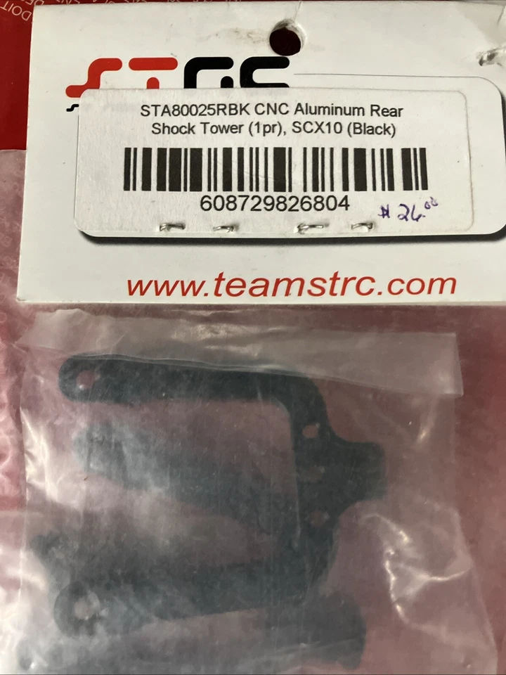 STRC Aluminum Rear Shock Tower Black SCX10 (2) STA80025RBK - Image 4 of 4