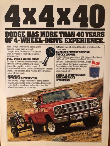 1979 Vintage Dodge Ram Pickup truck 4x4 original color ad