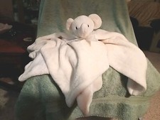 Elephant Print Cream Large 30x32" Plush Baby Security Stroller Blanket Lovey