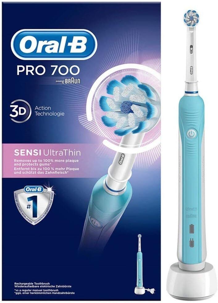 11009207 Oral-B Braun Spazzolino Elettrico Pro 700, Azzurro e Bianco