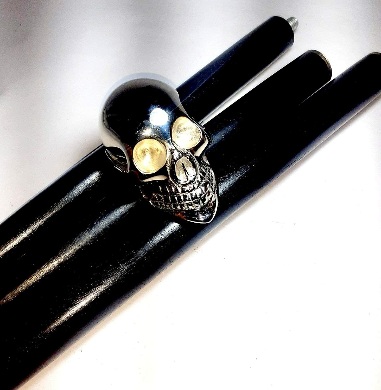 Solid Brass Skull Head Handle Walking Stick Woode… - image 6