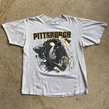 VTG 90s distressed NHL Hockey Pittsburg Penguins double sided graphic t-shirt XL