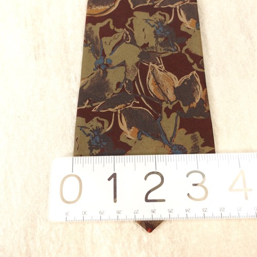 Kimijima Paris Neck Tie Men Red Brown Floral Silk Luxury Boho Nature Hibiscus - Picture 7 of 10