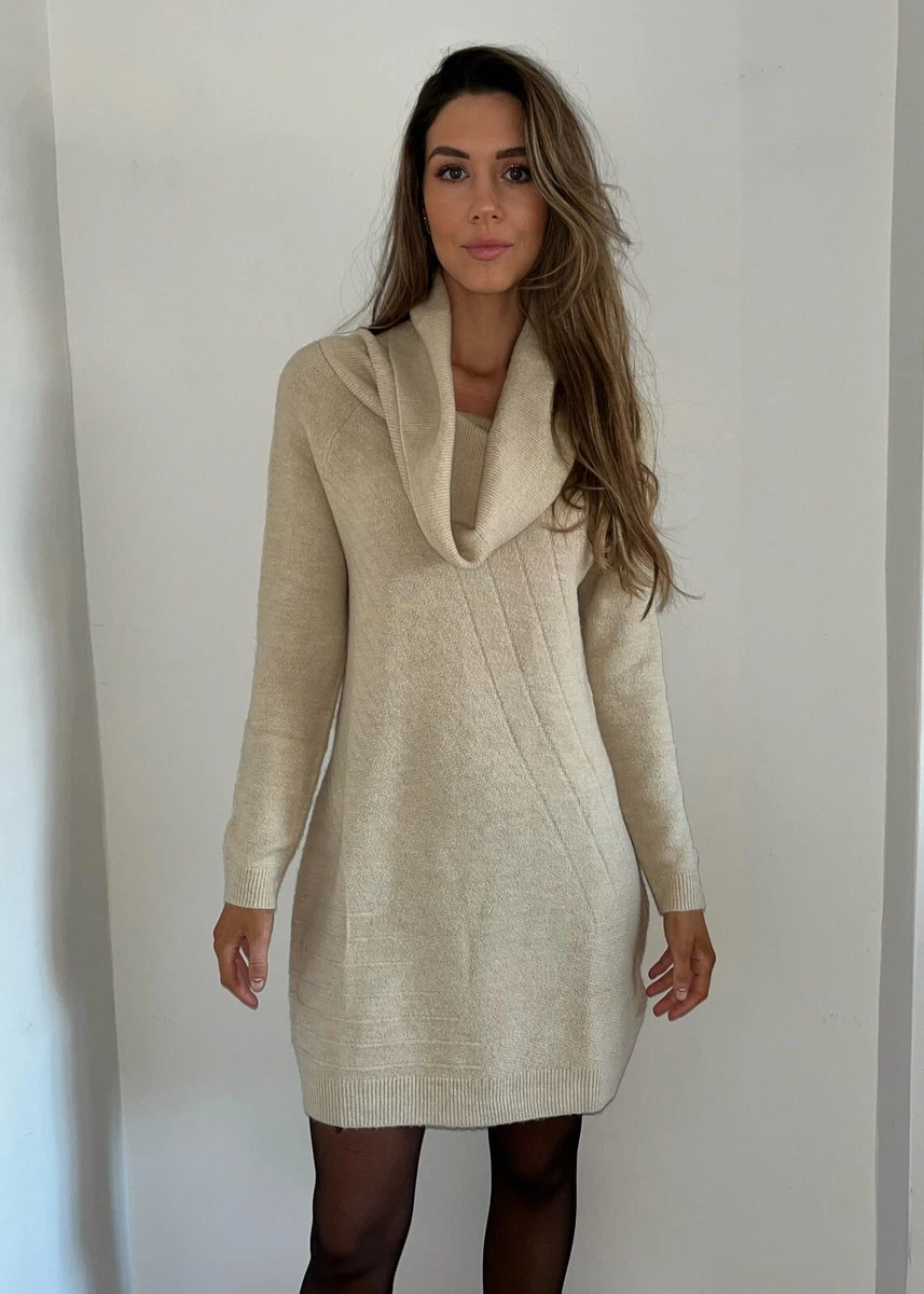 Beige cowl top neck jumper