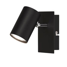Image of Wall Light Spotlight GU10 1 Way Adjustable Metal Indoor Lamp 123mm IP20 Black