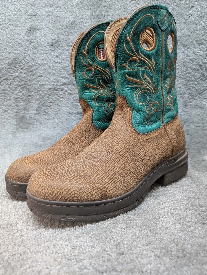 Twisted X Western Boots EZ Rider Womens Size 10M Teal Tan Round Toe WEZ0006 - Image 2 of 4