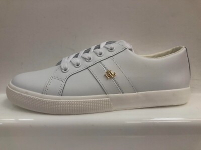lauren ralph lauren janson leather trainers white